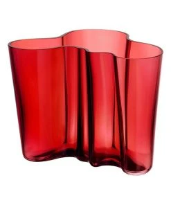 Coupon 🔔 IITTALA Alvar Aalto 16cm Glass Vase Cranberry 👍