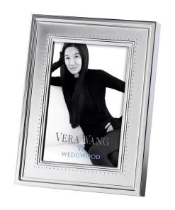 Wholesale ⭐ Wedgwood Vera Wang 4x6" Grosgrain Photo Frame Silver 🎉