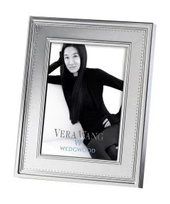 Promo ⭐ Wedgwood Vera Wang 5x7" Grosgrain Photo Frame Silver 🎉