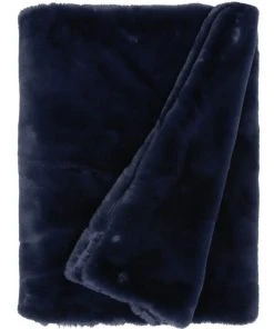 Budget 🛒 Heritage Amelie Faux Fur Throw Dark Blue ✔️