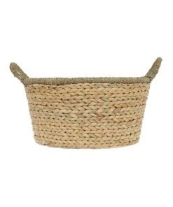 New ❤️ Heritage Medium Light Brown Woven Water Hyacinth Basket ⭐