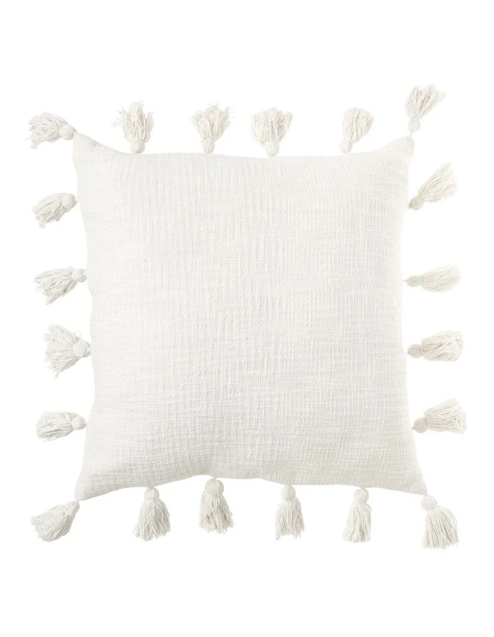 Hot Sale ✔️ Vue Gibraltar Cotton Slub Cotton With Tassels Cushion Off White ⭐ 1 Hot Sale ✔️ Vue Gibraltar Cotton Slub Cotton With Tassels Cushion Off White ⭐