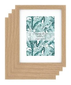 Best Sale 🤩 Cooper & Co Set Of 4 20x25cm Mat to 13x18cm Oak Premium Paradise Wooden Photo Frame ❤️