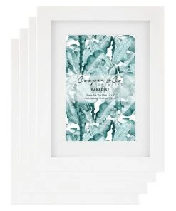 Best Pirce 😉 Cooper & Co Set Of 4 15x20cm Mat to 10x15cm White Premium Paradise Wooden Photo Frame 🔥