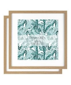 Discount 👍 Cooper & Co Set Of 2 40x40cm Mat to 30x30cm Oak Premium Paradise Wooden Photo Frame 🛒