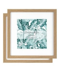 New 🎉 Cooper & Co Set Of 2 30x30cm Mat to 20x20cm Oak Premium Paradise Wooden Photo Frame 🧨