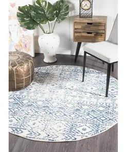 Brand new ✨ Rug Culture Oasis Ismail White Blue Rustic Round Rug 🔔 -Deals Home Décor Store 790148620 5 720x928