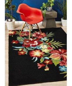 Best Sale 😍 Rug Culture Copacabana Kelsey Bouquet Black Indoor Outdoor Rug ⭐ -Deals Home Décor Store 790150600 7 720x928