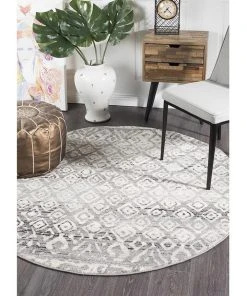 New 👍 Rug Culture Oasis Zakira Dark Grey Tribal Round Rug 🧨 -Deals Home Décor Store 790152850 5 720x928