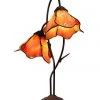 Flash Sale ⌛ G&G Bro Double Lotus Tiffany Lamp Table - Orange ✔️