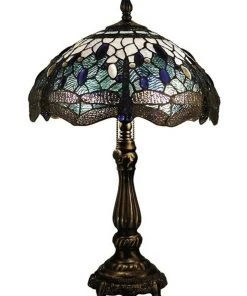 Best Pirce 🌟 G&G Bro Blue Dragonfly Leadlight Tiffany Table Lamp 🤩