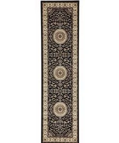 Best Pirce 🥰 Rug Culture Sydney Collection Medallion Rug Black with Ivory Border 🎉
