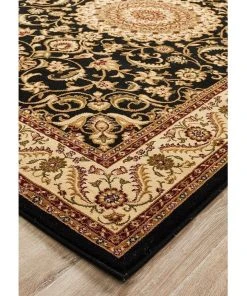 Best Pirce 🥰 Rug Culture Sydney Collection Medallion Rug Black with Ivory Border 🎉 -Deals Home Décor Store 797879260 3 720x928