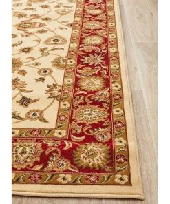 Discount 🛒 Rug Culture Sydney Collection Classic Rug Ivory with Red Border 😉 -Deals Home Décor Store 797932270 6 720x928