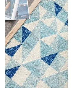 Promo 🧨 Rug Culture Mirage Illusion Modern Geo Blue Ivory Rug 🥰 -Deals Home Décor Store 797934160 7 720x928