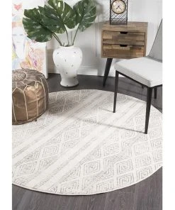 Buy ⭐ Rug Culture Oasis Salma White And Grey Tribal Round Rug ❤️ -Deals Home Décor Store 797934520 5 720x928