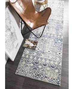 Brand new ❤️ Rug Culture Oasis Ismail White Blue Rustic Runner Rug ✨ -Deals Home Décor Store 797938390 6 720x928