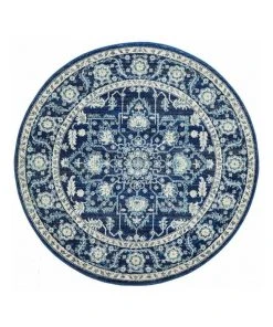 Best Sale 👏 Rug Culture Evoke Release Navy Transitional Round Rug 🤩