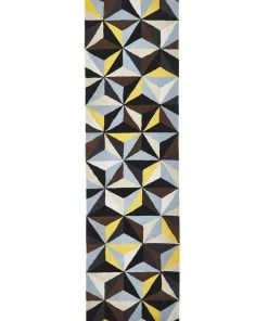 Budget 🥰 Rug Culture Matrix Pure Wool 900 Blue Runner Rug 👏