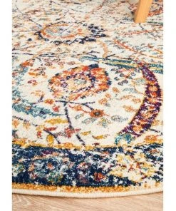 Hot Sale ⌛ Rug Culture Evoke Peacock Ivory Transitional Round Rug ⭐