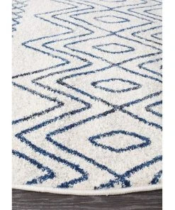 Best Sale ⭐ Rug Culture Oasis Nadia White Blue Rustic Tribal Round Rug 😀 -Deals Home Décor Store 798106240 2 720x928