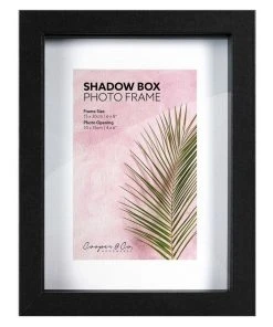 Flash Sale ⭐ Cooper & Co Set of 2 15x20cm mat to 10x15cm Set of 2 Black Shadow Box Wooden Photo Frame 😉