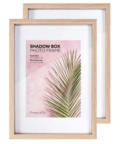 Flash Sale 🧨 Cooper & Co Set of 2 A3 mat to A4 Oak Shadow Box Wooden Photo Frame ❤️ -Deals Home Décor Store 803747530 3 720x928