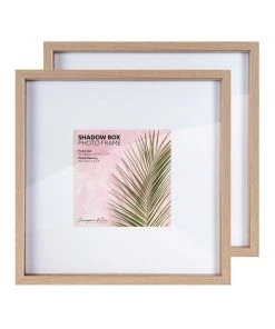 Discount ⌛ Cooper & Co Set of 2 40x40cm mat to 20x20cm Set of 2 Oak Shadow Box Wooden Photo Frame ⭐ -Deals Home Décor Store 803748070 3 720x928