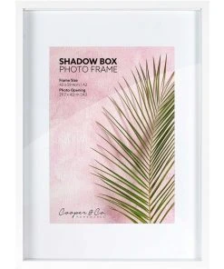 Buy 👏 Cooper & Co A2 mat to A3 White White Shadow Box Wooden Photo Frame ⭐