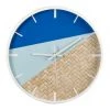 Promo 😍 Cooper & Co 30cm Blue/Rattan Cayman Silent Movement Round Wall Clock ⌛
