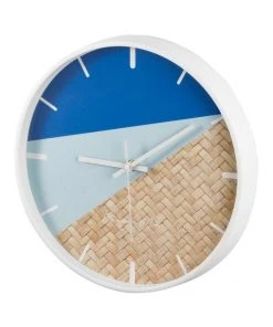 Promo 😍 Cooper & Co 30cm Blue/Rattan Cayman Silent Movement Round Wall Clock ⌛ -Deals Home Décor Store 803749060 4 720x928