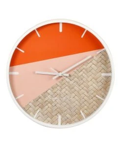 Discount π― Cooper & Co 30cm Watermelon/Rattan Cayman Silent Movement Round Wall Clock π₯