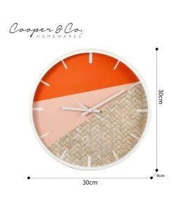 Discount 💯 Cooper & Co 30cm Watermelon/Rattan Cayman Silent Movement Round Wall Clock 🔥 -Deals Home Décor Store 803749150 7 720x928