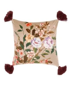 Flash Sale π₯° Linen House Cecilia Square Cushion with Tassels Khaki β