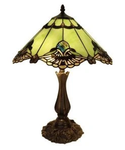 Budget ⭐ G&G Bro Large Benita Leadlight Tiffany Table Lamp Jade 👏