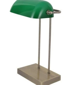 New 🧨 Lexi Lighting Banker Touch Table Lamp With Usb Charger Antique Brass/Green ⭐