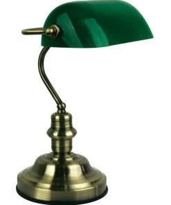 Buy 🎉 Oriel Lighting Banker's Touch Table Lamp AB/ Drak Green ✔️