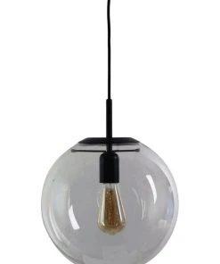 Deals ✔️ Oriel Lighting Newton Contemporary Clear Glass Pendant Light 30cm Black 🧨