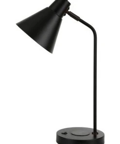 Outlet 🎉 Oriel Lighting Targa Desk Lamp with USB and Wireless Charging Black ⭐