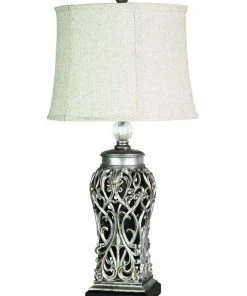 Promo 👍 Oriel Lighting Dorne Classic table lamp Antique Silver 😀