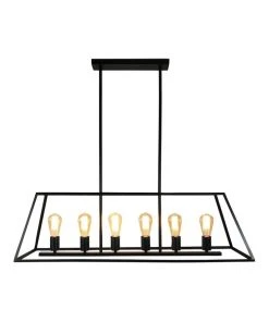 New 🥰 Oriel Lighting Southport.100 6-Light 100cm Urban Retro Pendant Light Black 😀