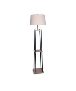 Best reviews of ⭐ Sarantino Metal Etagere Floor Lamp With Wood Shelf Light Cream Linen Fabric Shade ✨