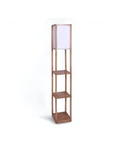 Cheap ⭐ Sarantino Etagere Floor Lamp Off-white Fabric Shade Reading Oak Wood Finish ❤️