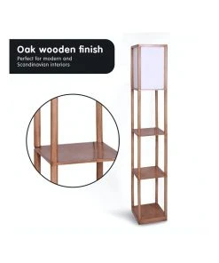 Cheap ⭐ Sarantino Etagere Floor Lamp Off-white Fabric Shade Reading Oak Wood Finish ❤️ -Deals Home Décor Store 828974980 4 720x928