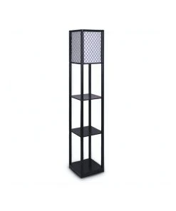 Cheapest 😉 Sarantino Etagere Floor Lamp Diamond Design Fabric Shade With Shelves Black 🔔
