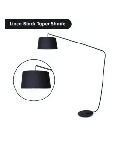 Brand new 😀 Sarantino Metal Arc Floor Lamp In Black Finish Wih Linen Taper Drum Round Shade Black 🔥 -Deals Home Décor Store 828975250 3 720x928