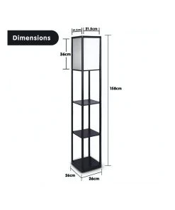 Best deal ❤️ Sarantino Etagere Floor Lamp Shelves Black Frame Tapered Linen Brown Fabric Shade Stand 🔥 -Deals Home Décor Store 828975340 5 1 720x928