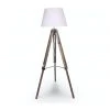 Outlet 👍 Sarantino Solid Wood Tripod Floor Lamp Adjustable Height Stand White Linen Round Shade 🌟