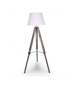 Outlet π Sarantino Solid Wood Tripod Floor Lamp Adjustable Height Stand White Linen Round Shade π