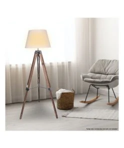 Outlet 👍 Sarantino Solid Wood Tripod Floor Lamp Adjustable Height Stand White Linen Round Shade 🌟 -Deals Home Décor Store 828975520 5 720x928